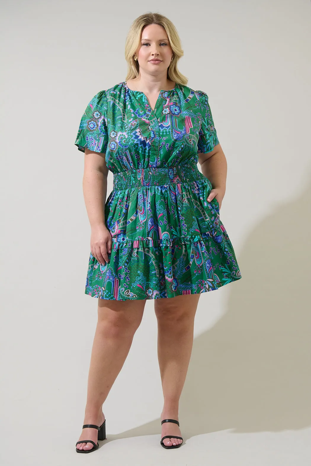 Vesper Geo Aylin Smocked Mini Dress Curve sold by Sugarlips product image thumbnail 4