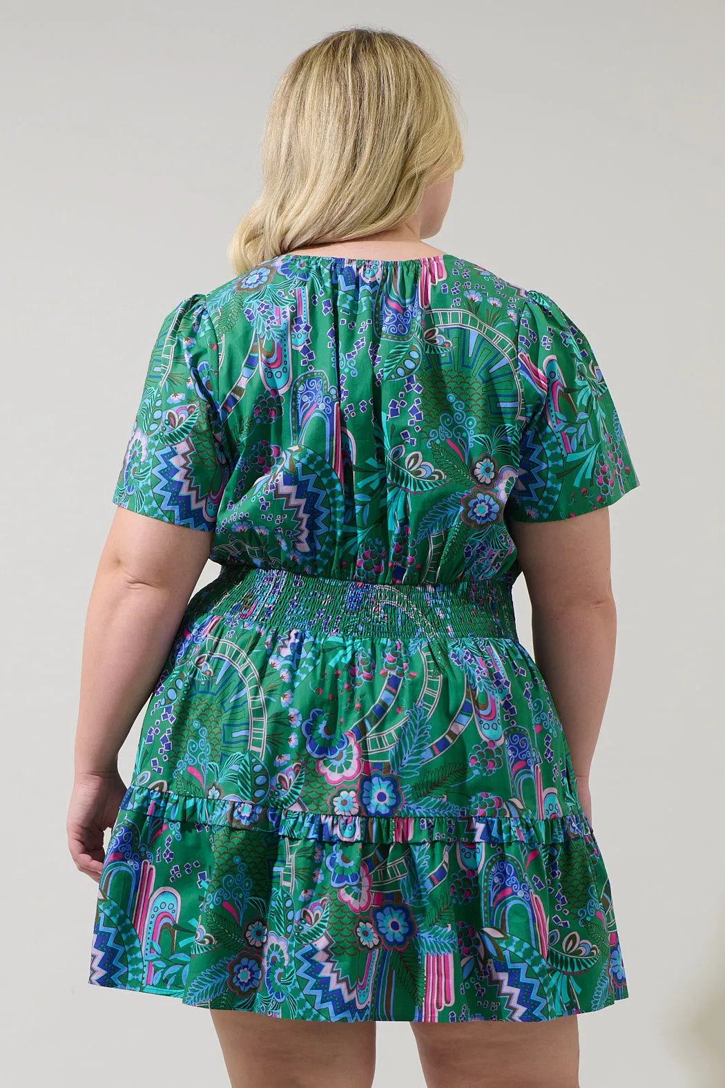 Vesper Geo Aylin Smocked Mini Dress Curve sold by Sugarlips product image thumbnail 2