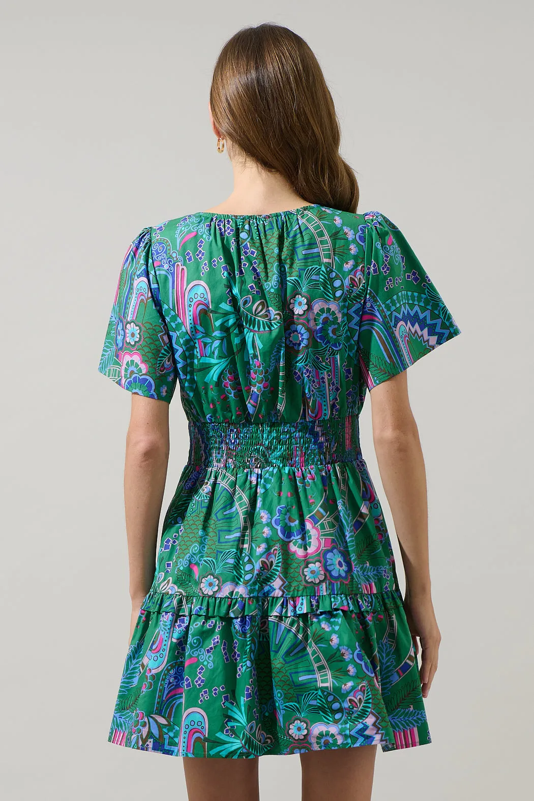 Vesper Geo Aylin Smocked Mini Dress sold by Sugarlips product image thumbnail 3