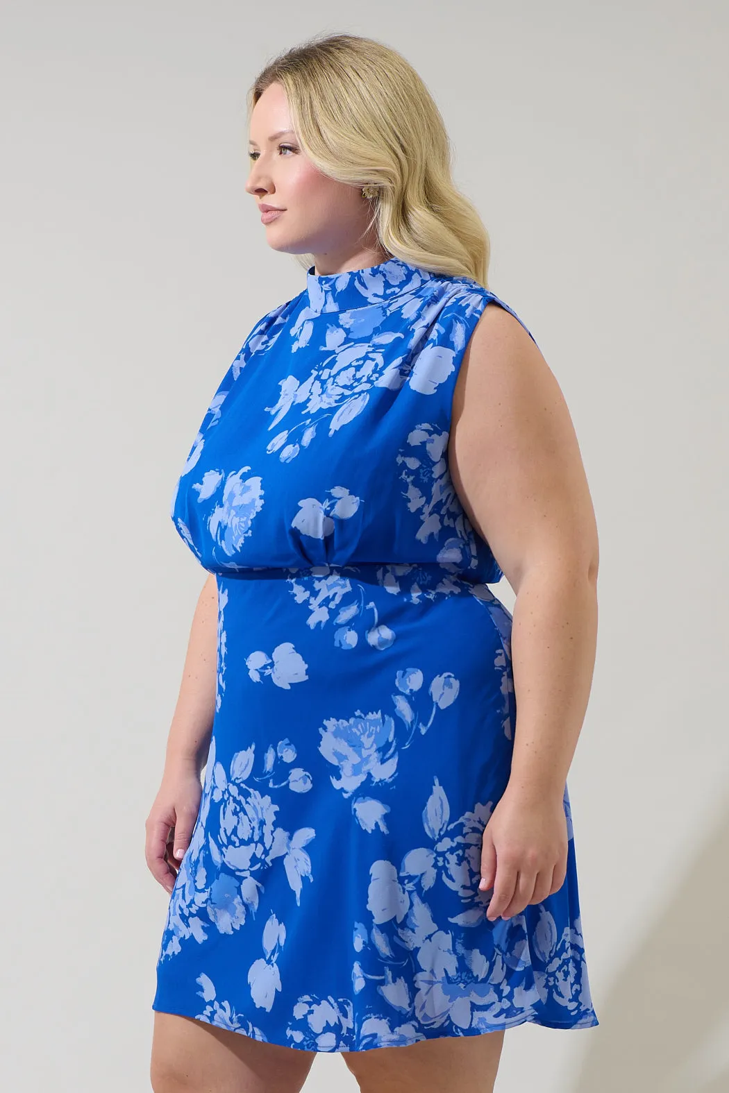 Lilith Floral Hallie Mock Neck Mini Dress Curve sold by Sugarlips product image thumbnail 3