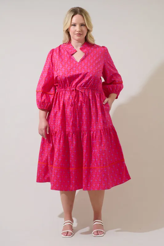 Vaila Floral Soraya Midi Tiered Dress Curve sold by Sugarlips