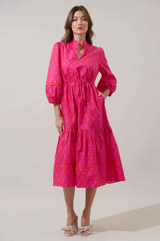 Vaila Floral Soraya Midi Tiered Dress sold by Sugarlips