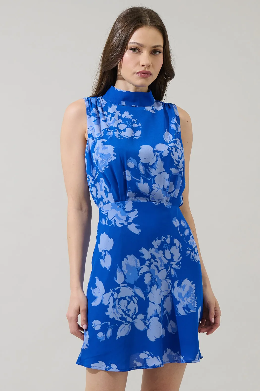 Lilith Floral Hallie Mock Neck Mini Dress sold by Sugarlips product image thumbnail 2