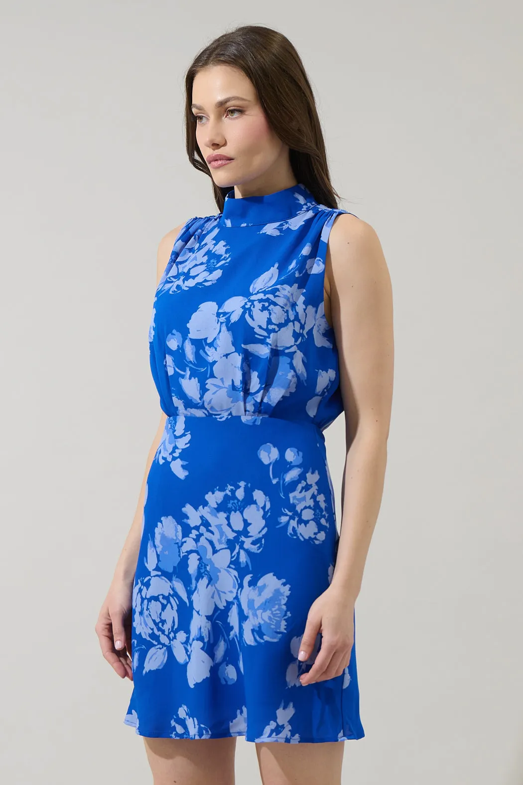 Lilith Floral Hallie Mock Neck Mini Dress sold by Sugarlips product image thumbnail 4