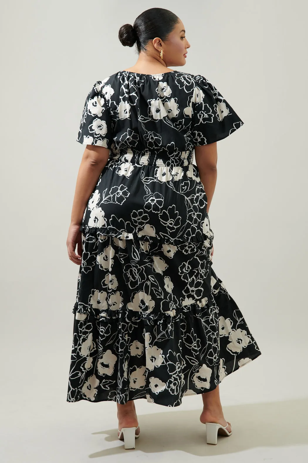 Fabienne Floral Palmer Poplin Tiered Maxi Dress Curve sold by Sugarlips product image thumbnail 3