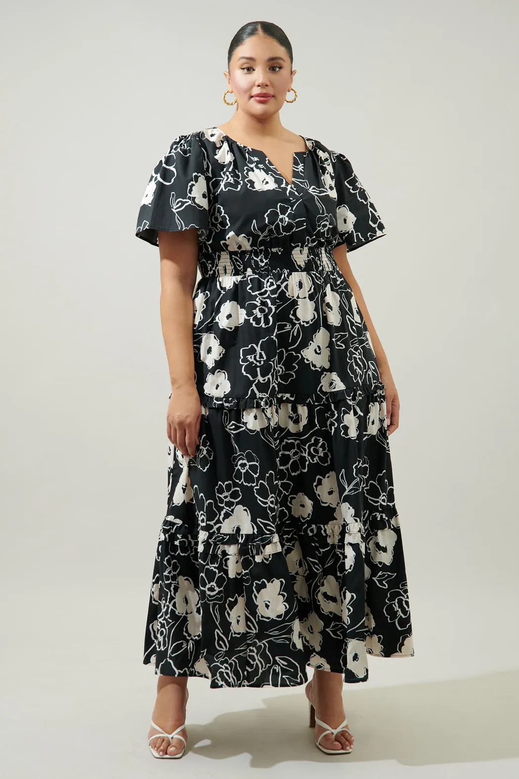 Fabienne Floral Palmer Poplin Tiered Maxi Dress Curve sold by Sugarlips product image thumbnail 2
