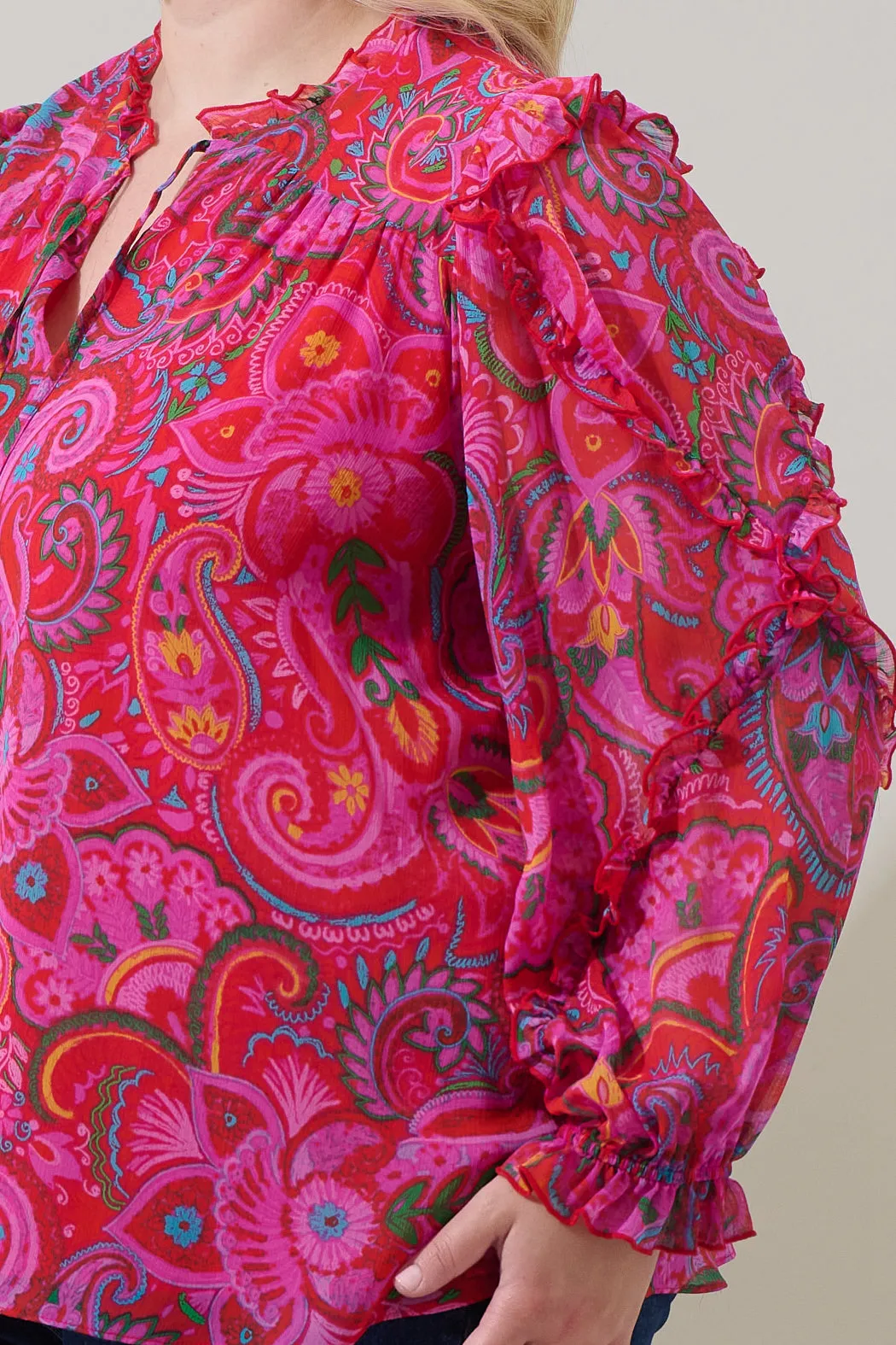 Anais Floral Raj Ruffle Balloon Sleeve Curve sold by Sugarlips product image thumbnail 5