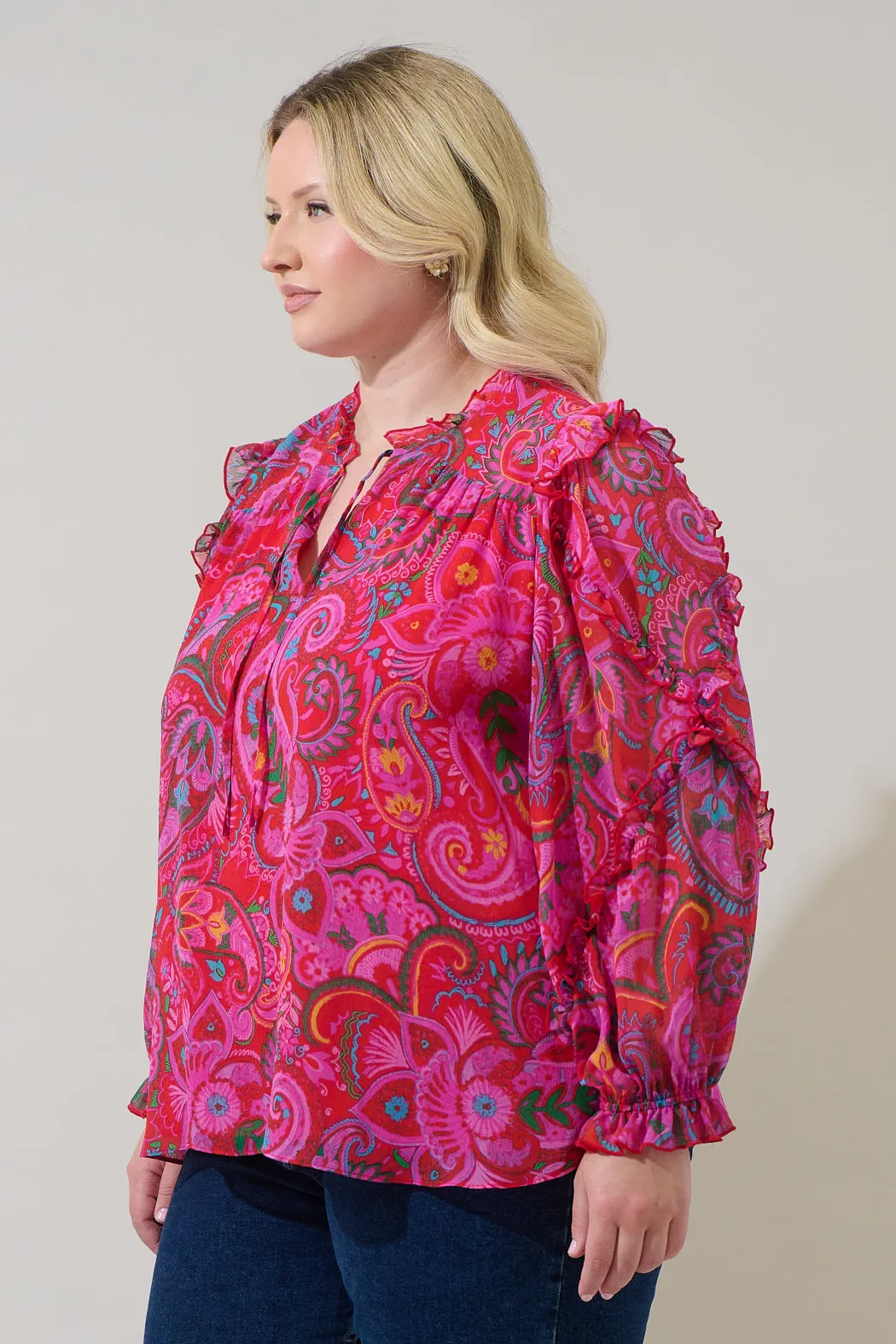 Anais Floral Raj Ruffle Balloon Sleeve Curve sold by Sugarlips product image thumbnail 3