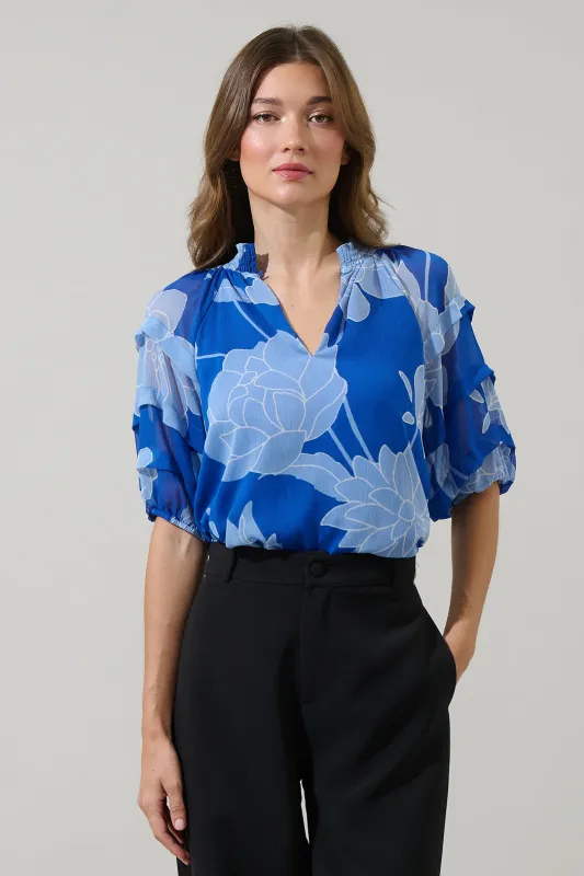 Seabloom Floral Terrie Ruffle Blouse sold by Sugarlips