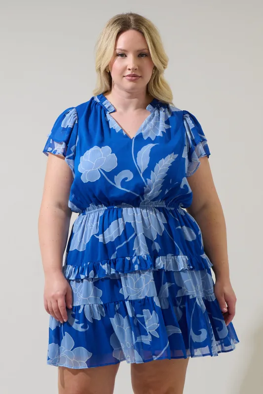 Seabloom Floral Fanny Ruffle Mini Dress Curve sold by Sugarlips