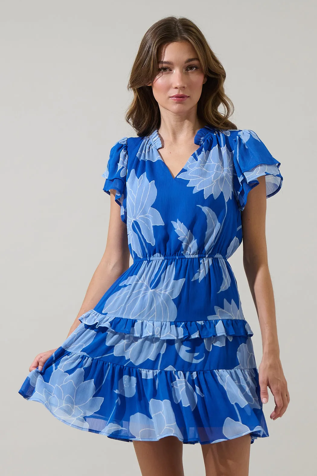 Seabloom Floral Fanny Ruffle Mini Dress sold by Sugarlips