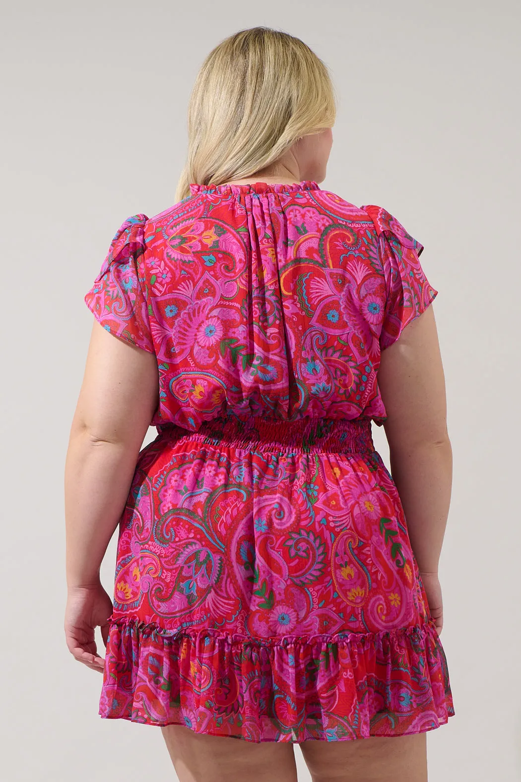 Anais Floral Bumble Ruffle Mini Dress Curve sold by Sugarlips product image thumbnail 2