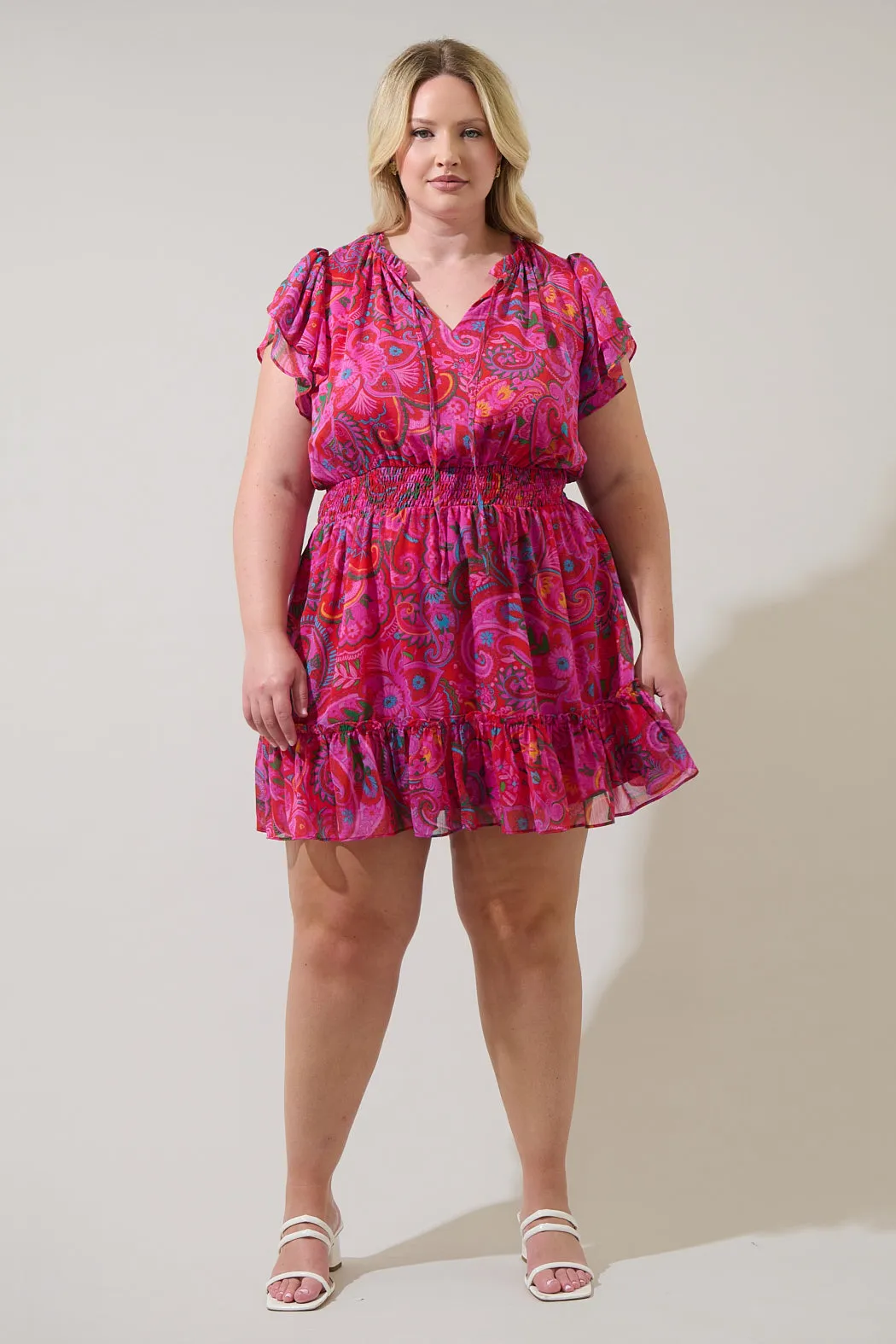 Anais Floral Bumble Ruffle Mini Dress Curve sold by Sugarlips product image thumbnail 4