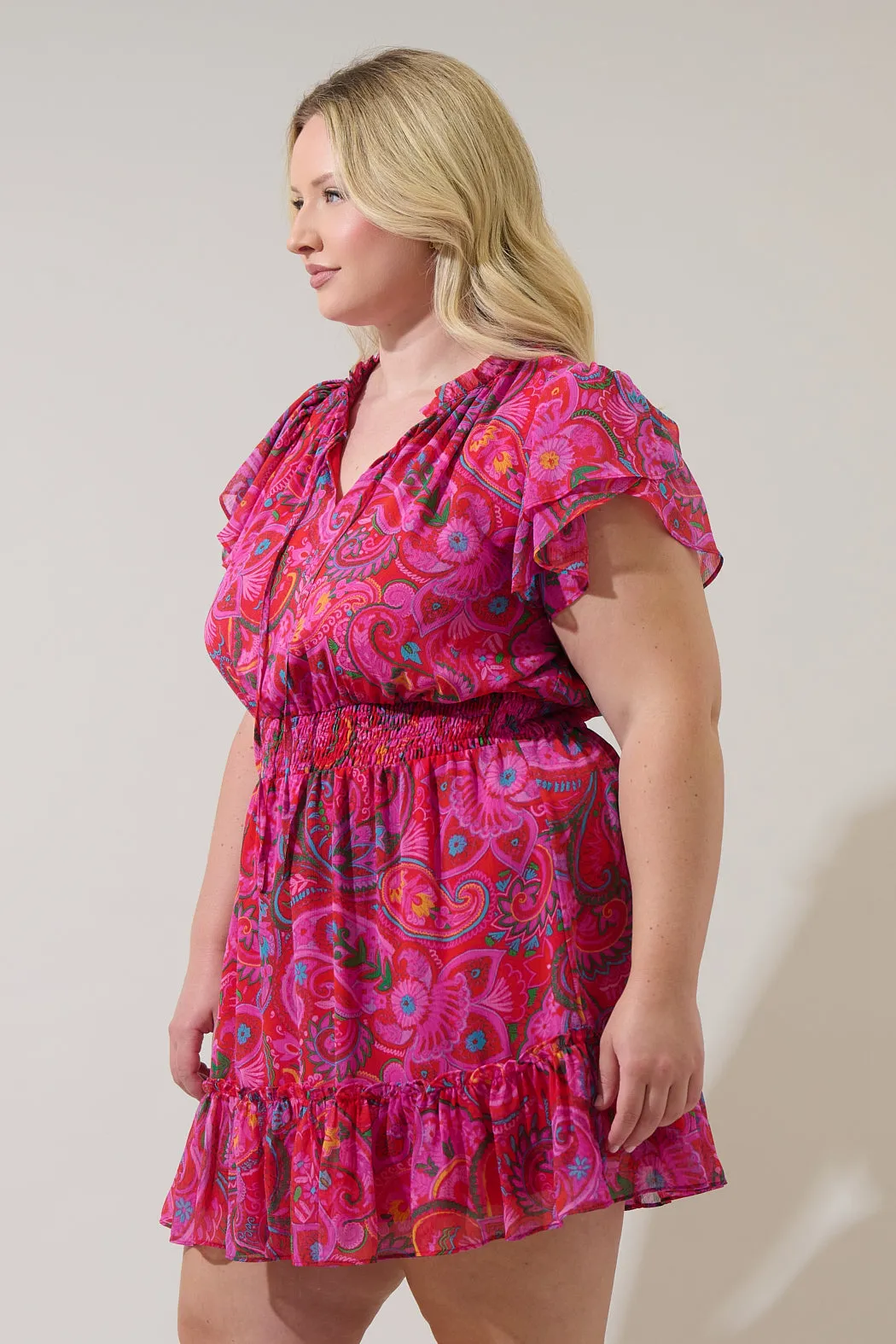 Anais Floral Bumble Ruffle Mini Dress Curve sold by Sugarlips product image thumbnail 3