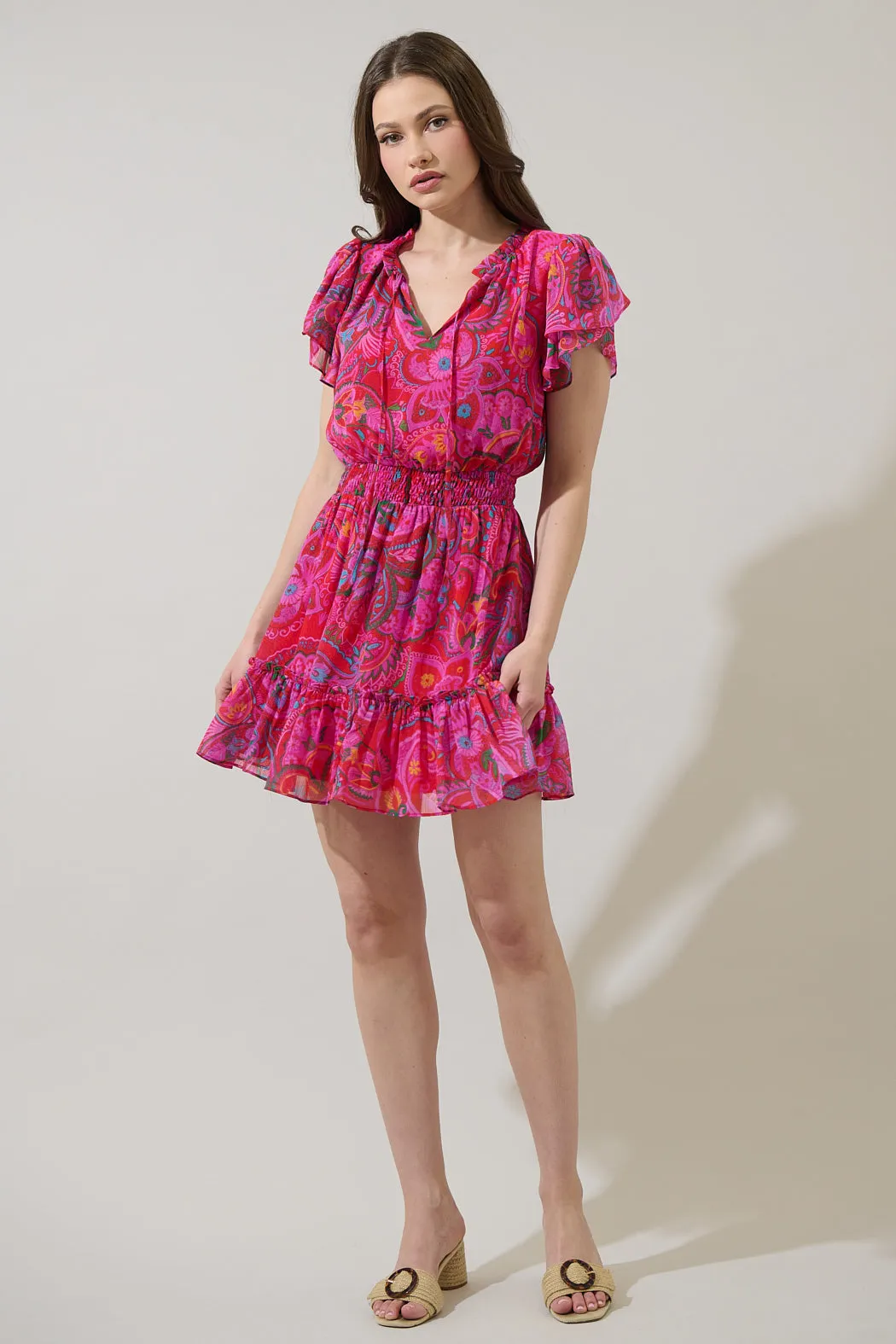 Anais Floral Bumble Ruffle Mini Dress sold by Sugarlips product image thumbnail 4