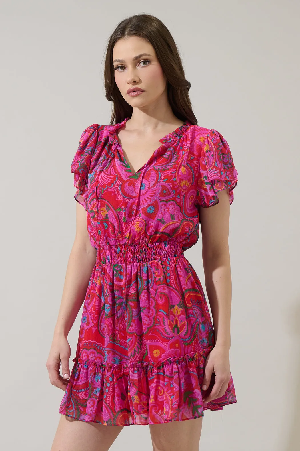 Anais Floral Bumble Ruffle Mini Dress sold by Sugarlips product image thumbnail 3