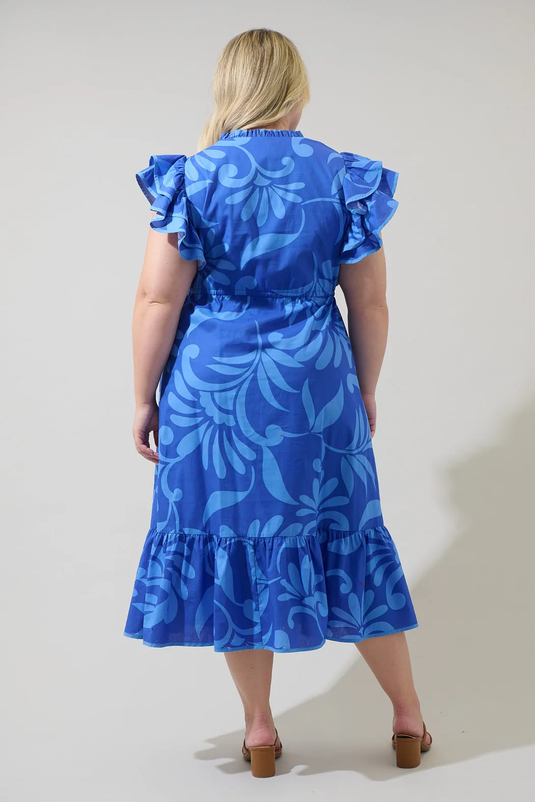 Emidora Floral Kiny Ruffle Midi Dress Curve sold by Sugarlips product image thumbnail 2