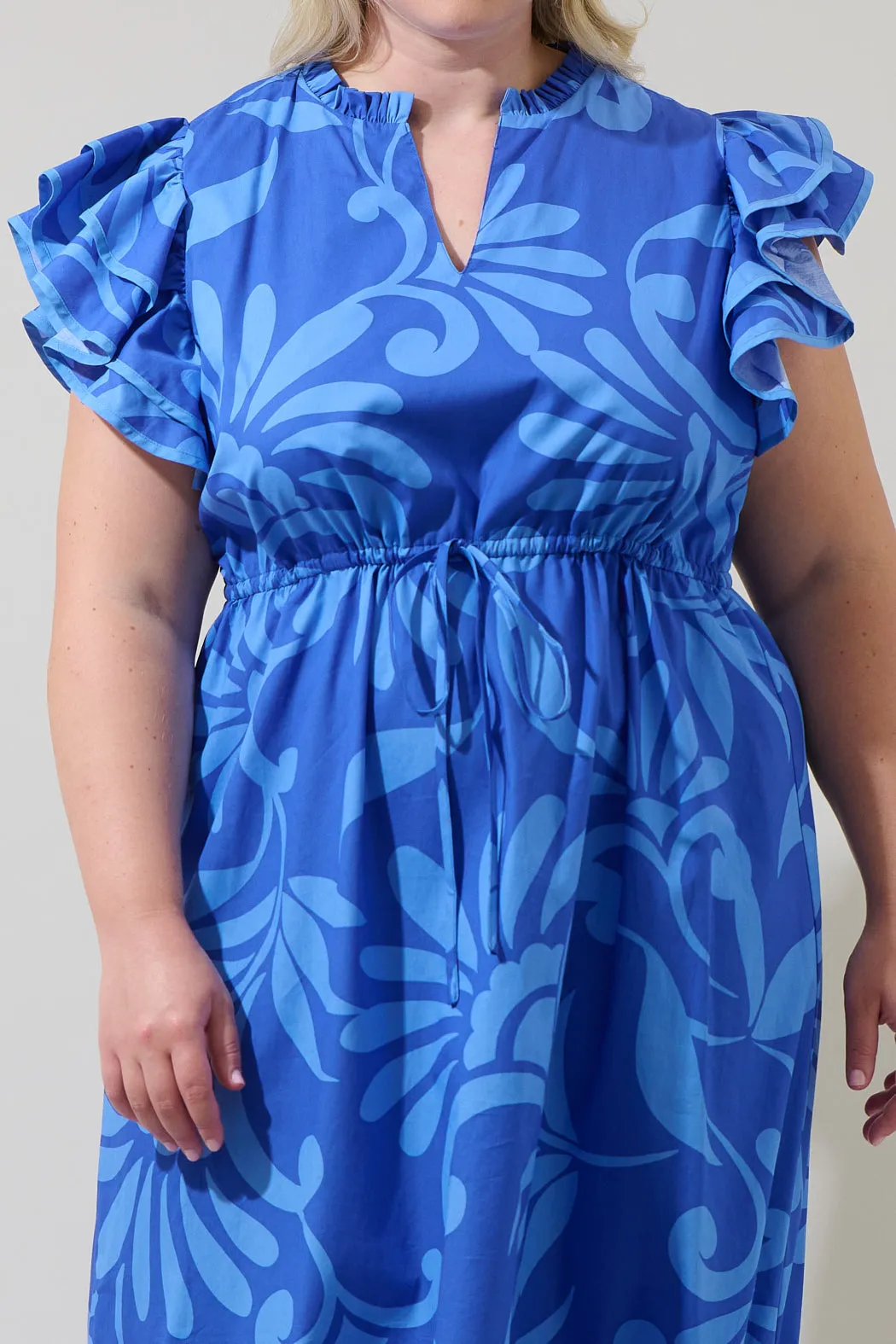 Emidora Floral Kiny Ruffle Midi Dress Curve sold by Sugarlips product image thumbnail 4