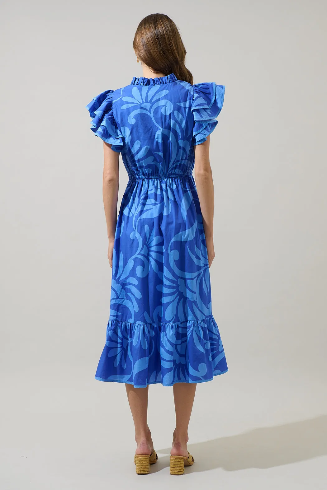 Emidora Floral Kiny Ruffle Midi Dress sold by Sugarlips product image thumbnail 2