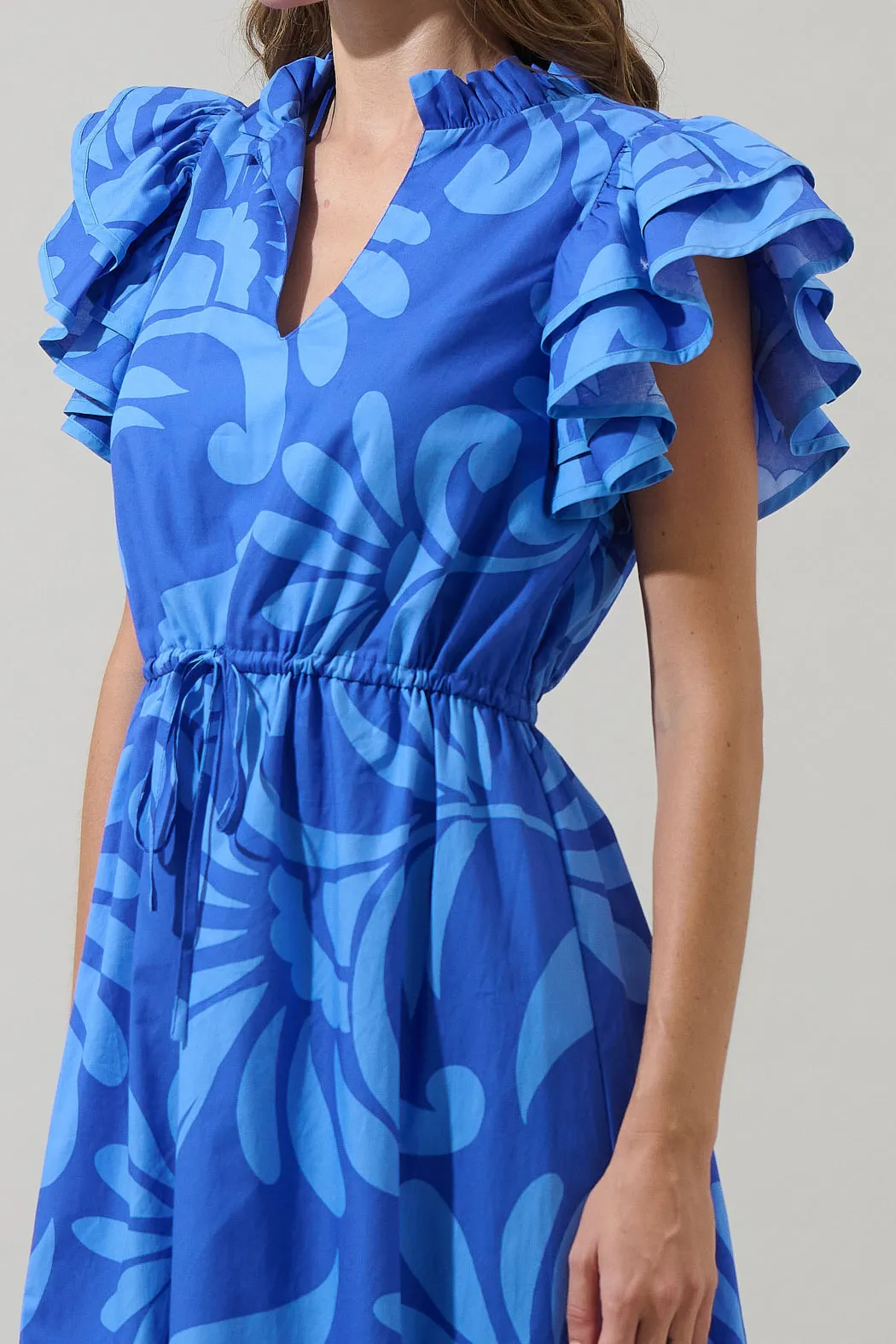 Emidora Floral Kiny Ruffle Midi Dress sold by Sugarlips product image thumbnail 4