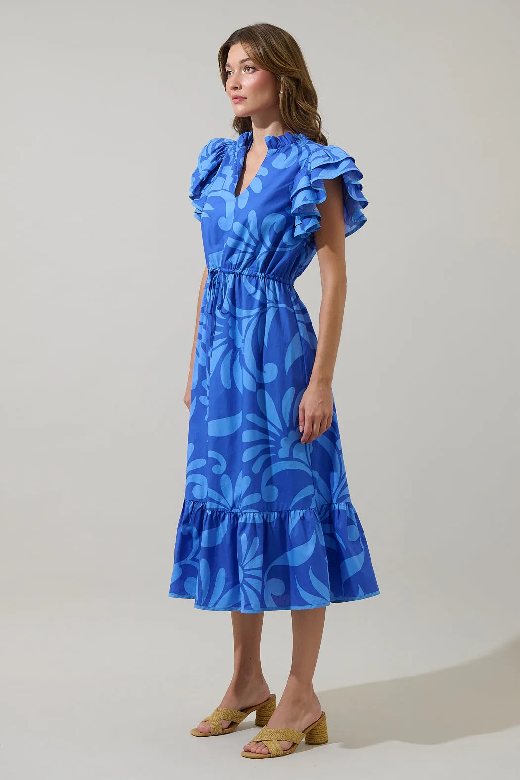 Emidora Floral Kiny Ruffle Midi Dress sold by Sugarlips product image thumbnail 3