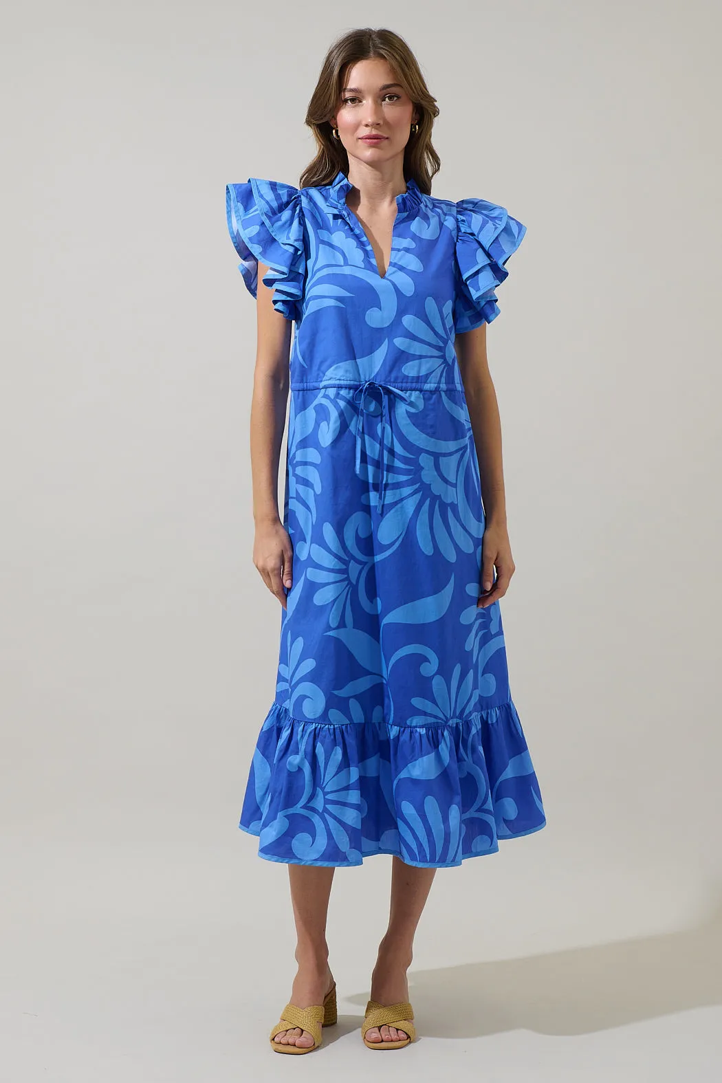 Emidora Floral Kiny Ruffle Midi Dress sold by Sugarlips product image thumbnail 5