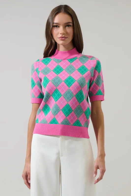 Maren Argyle Mock Neck Sweater sold by Sugarlips