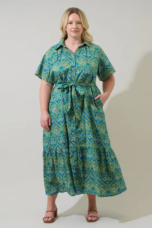 Nyra Paisley Valery Button Down Maxi Dress Curve sold by Sugarlips