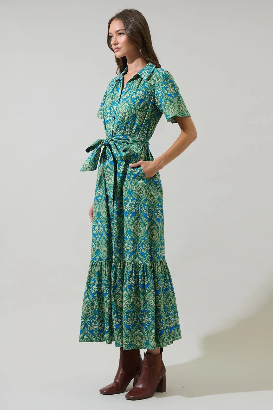 Nyra Paisley Valery Button Down Maxi Dress sold by Sugarlips product image thumbnail 4