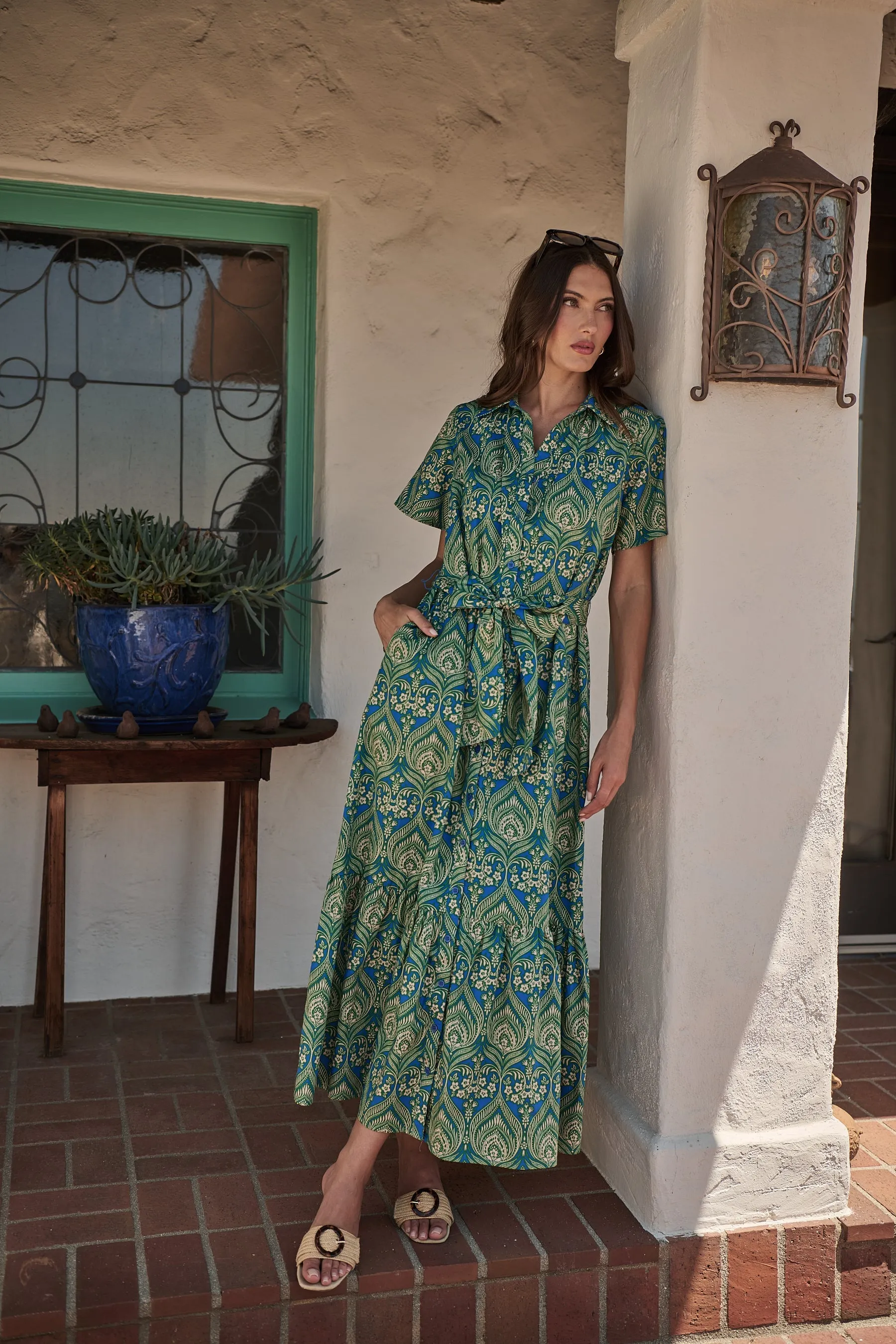 Nyra Paisley Valery Button Down Maxi Dress sold by Sugarlips
