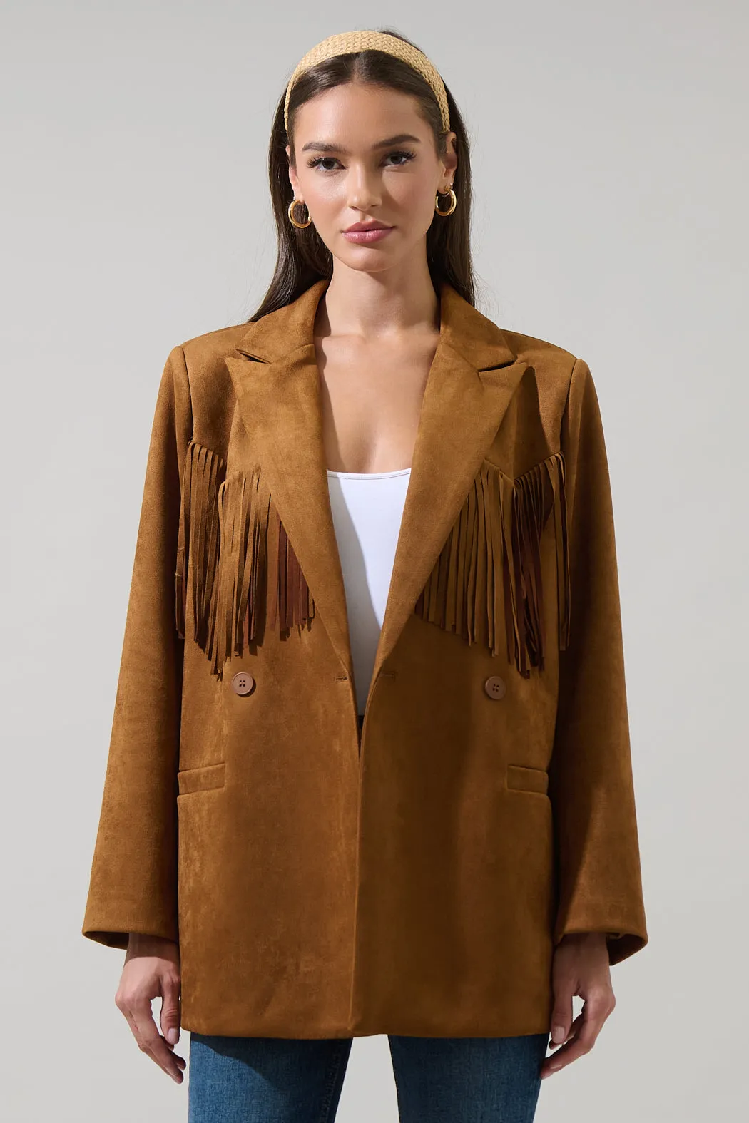 Rufina Fringe Collared Jacket sold by Sugarlips