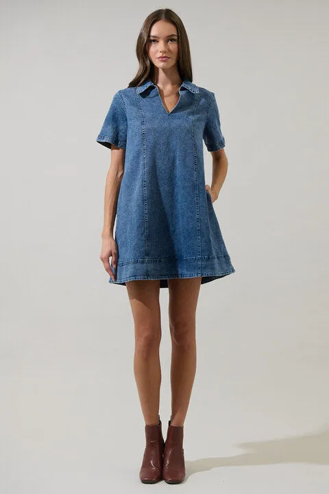 Rosalind Denim Shift Mini Dress sold by Sugarlips product image thumbnail 4