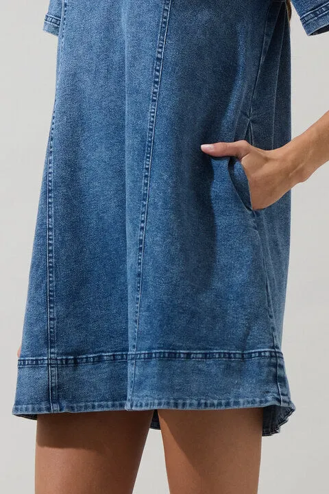 Rosalind Denim Shift Mini Dress sold by Sugarlips product image thumbnail 5