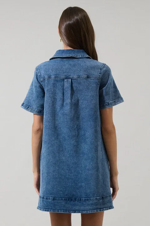 Rosalind Denim Shift Mini Dress sold by Sugarlips product image thumbnail 2