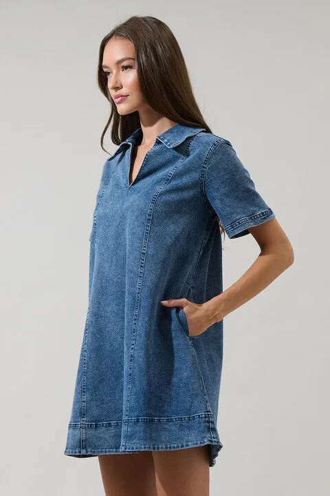 Rosalind Denim Shift Mini Dress sold by Sugarlips product image thumbnail 3