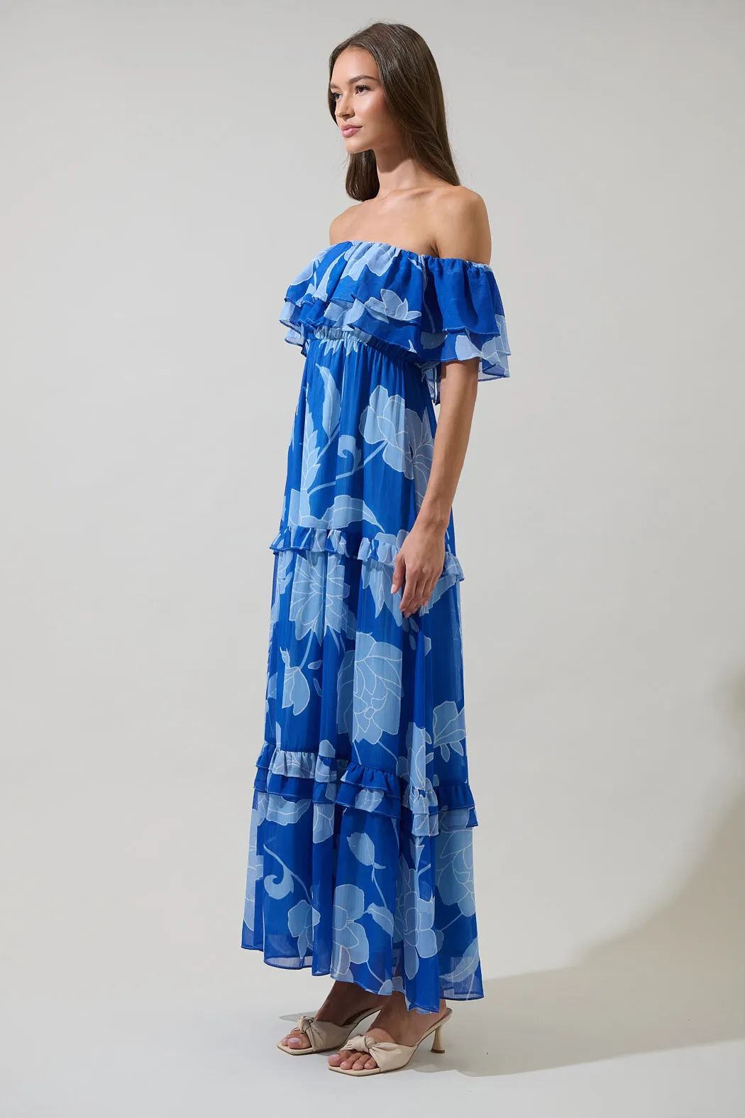 Seabloom Floral Gauri Off Shoulder Maxi Dress sold by Sugarlips product image thumbnail 3