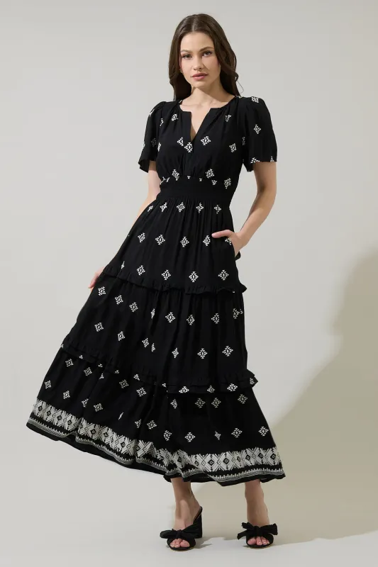 Malya Embroidered Palmer Tiered Maxi Dress sold by Sugarlips