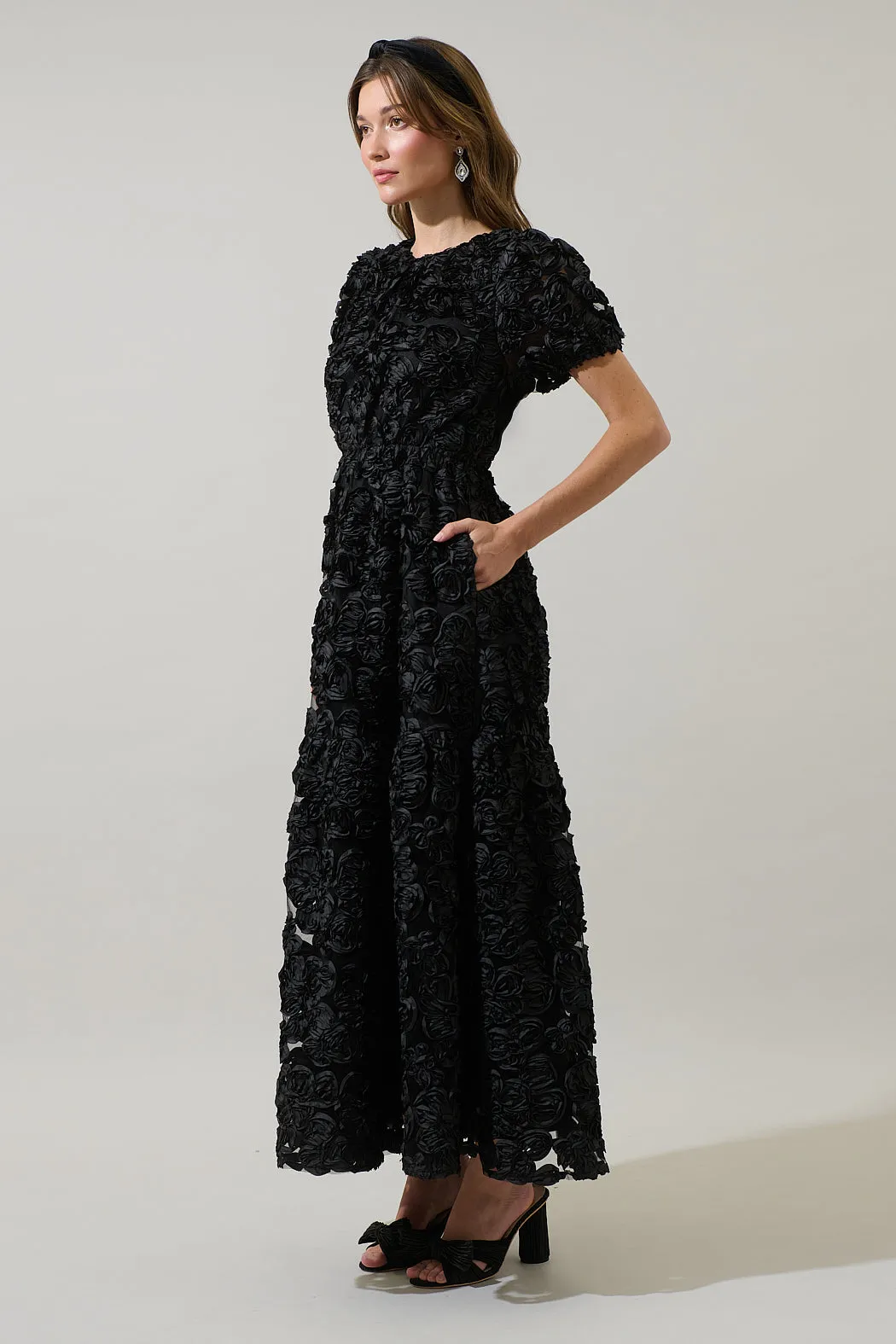 Eirene Rosette Becca Tiered Maxi Dress sold by Sugarlips product image thumbnail 3