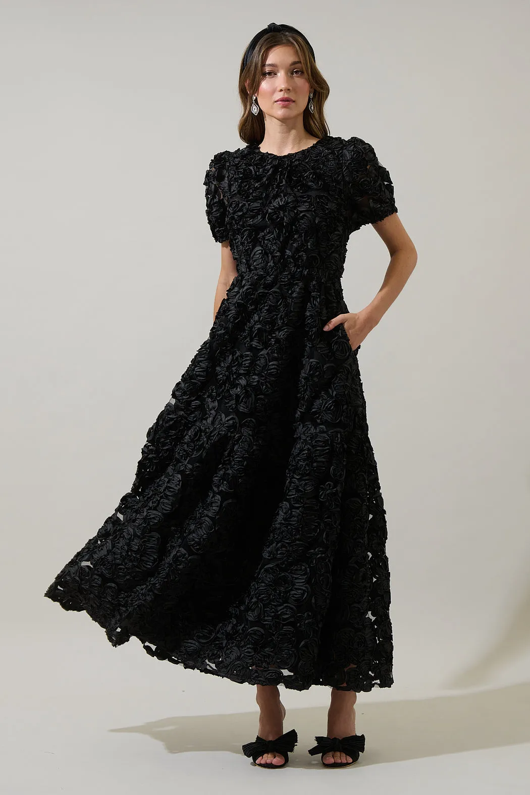 Eirene Rosette Becca Tiered Maxi Dress sold by Sugarlips