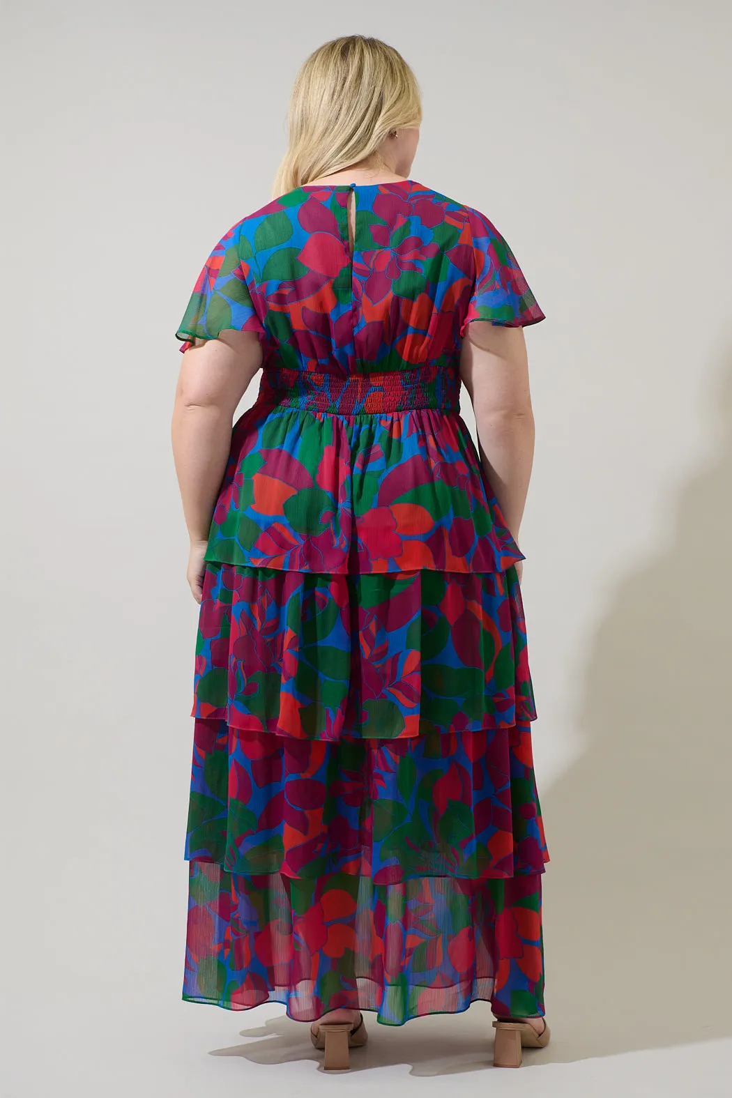 Kaeli Floral Amabel Tiered Maxi Dress Curve sold by Sugarlips product image thumbnail 2