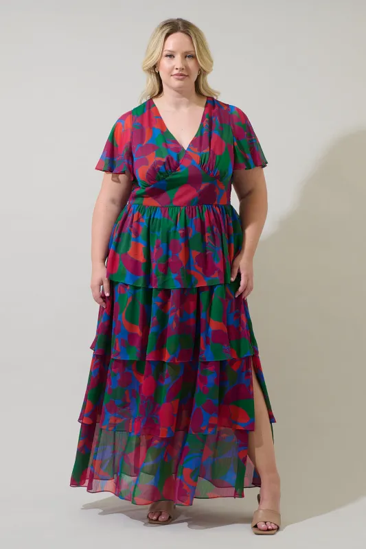 Kaeli Floral Amabel Tiered Maxi Dress Curve sold by Sugarlips