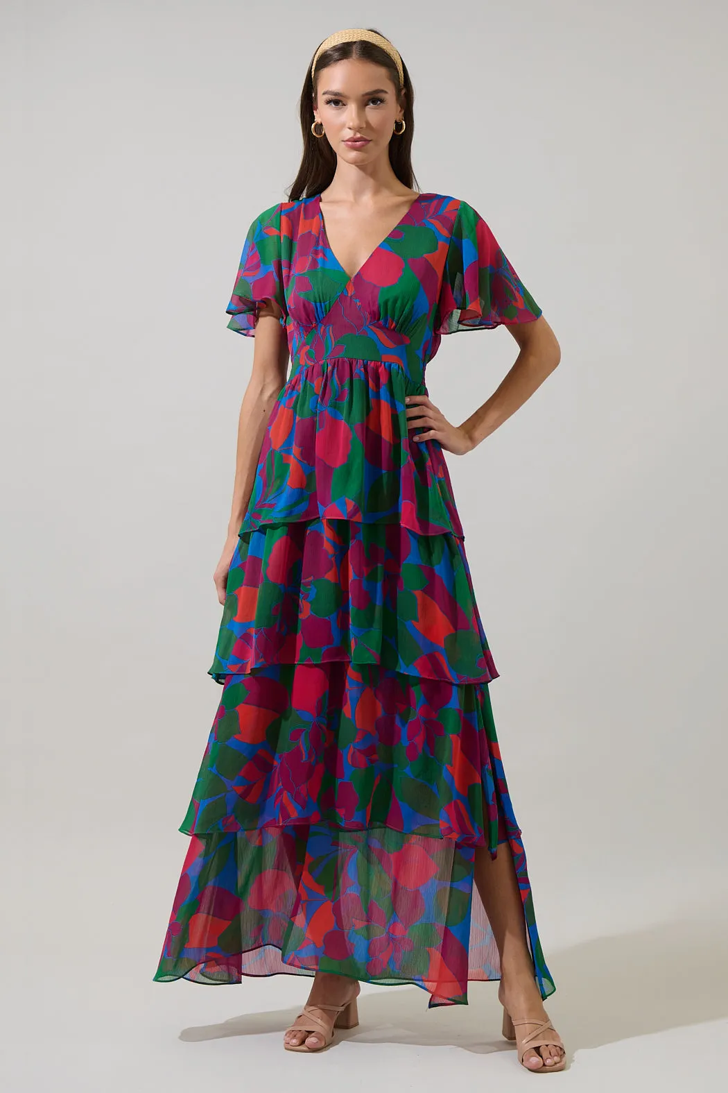 Kaeli Floral Amabel Tiered Maxi Dress sold by Sugarlips product image thumbnail 2