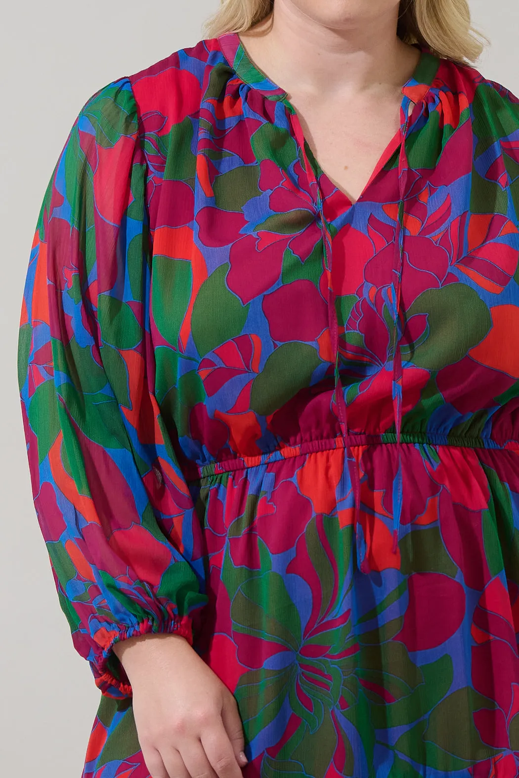 Kaeli Floral Paxton Balloon Sleeve Mini Dress Curve sold by Sugarlips product image thumbnail 5