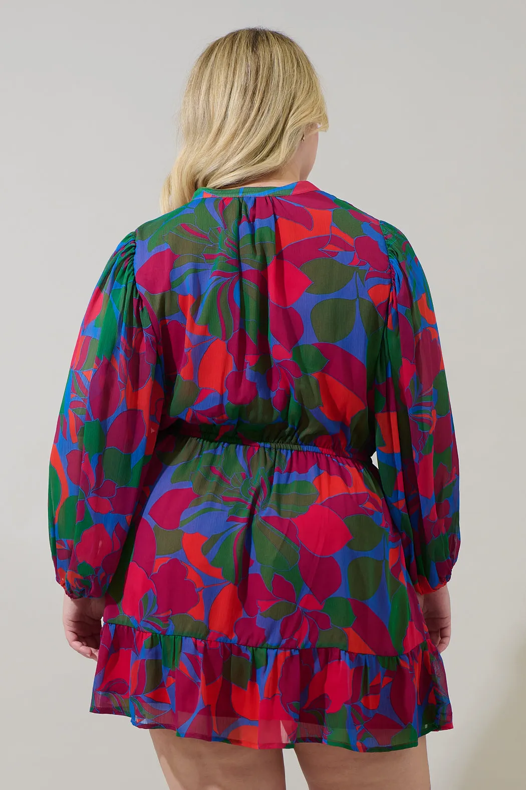 Kaeli Floral Paxton Balloon Sleeve Mini Dress Curve sold by Sugarlips product image thumbnail 2