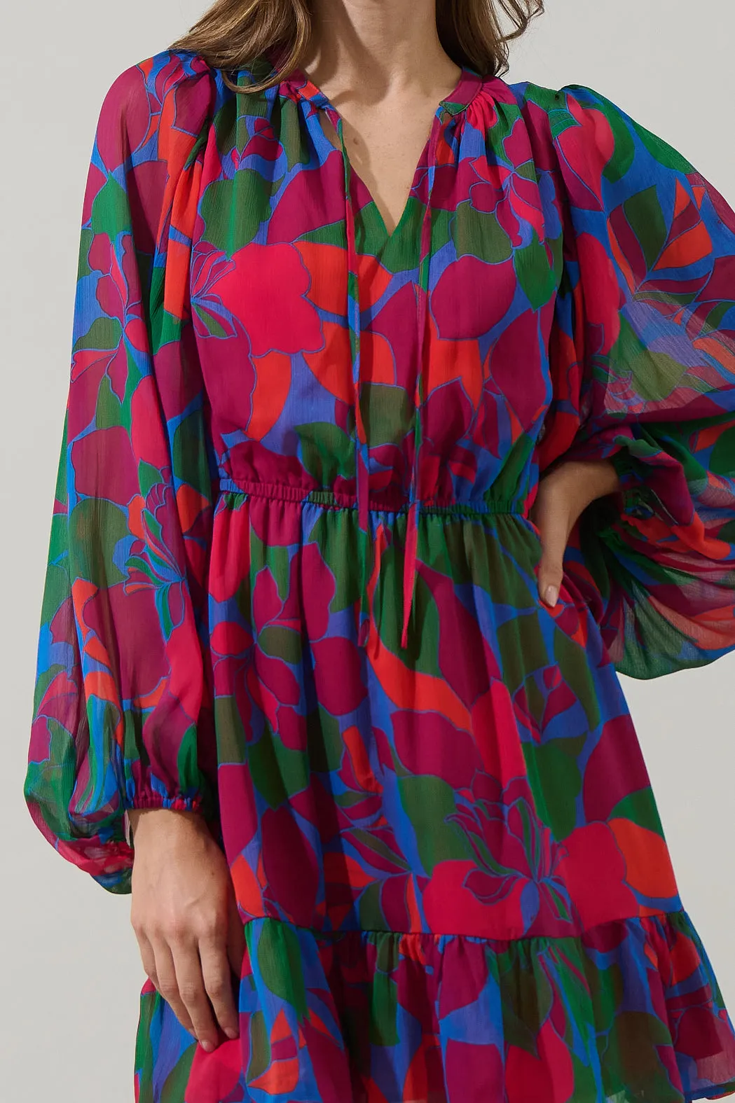 Kaeli Floral Paxton Balloon Sleeve Mini Dress sold by Sugarlips product image thumbnail 5