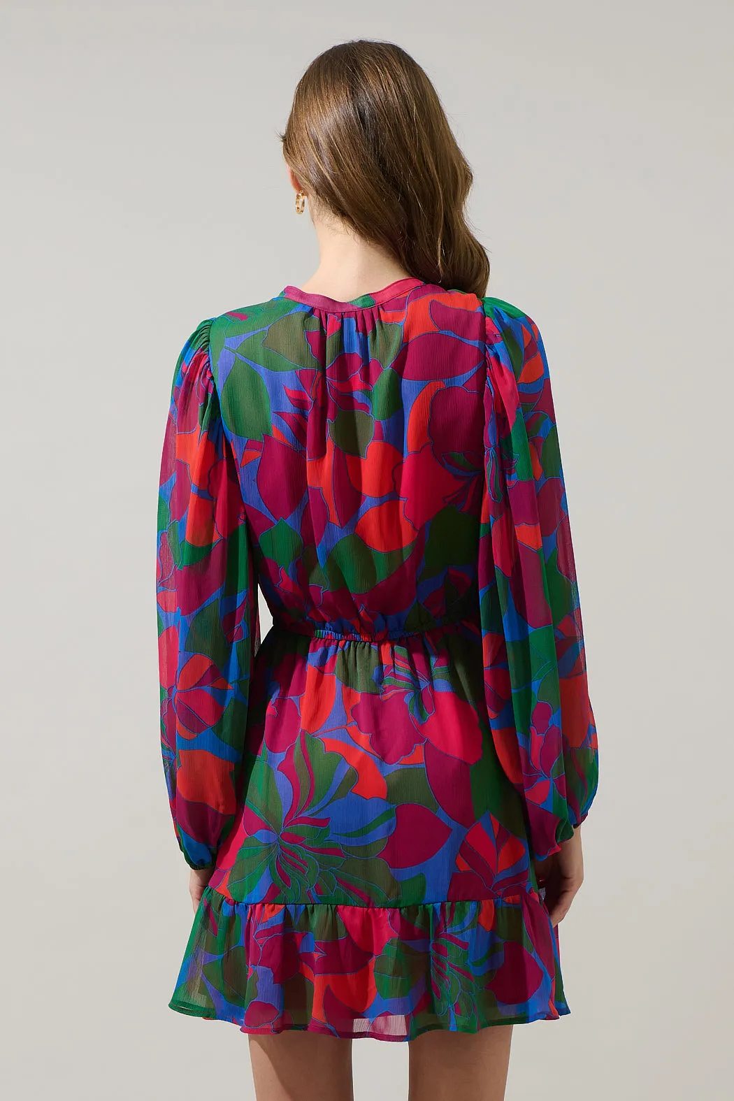 Kaeli Floral Paxton Balloon Sleeve Mini Dress sold by Sugarlips product image thumbnail 2