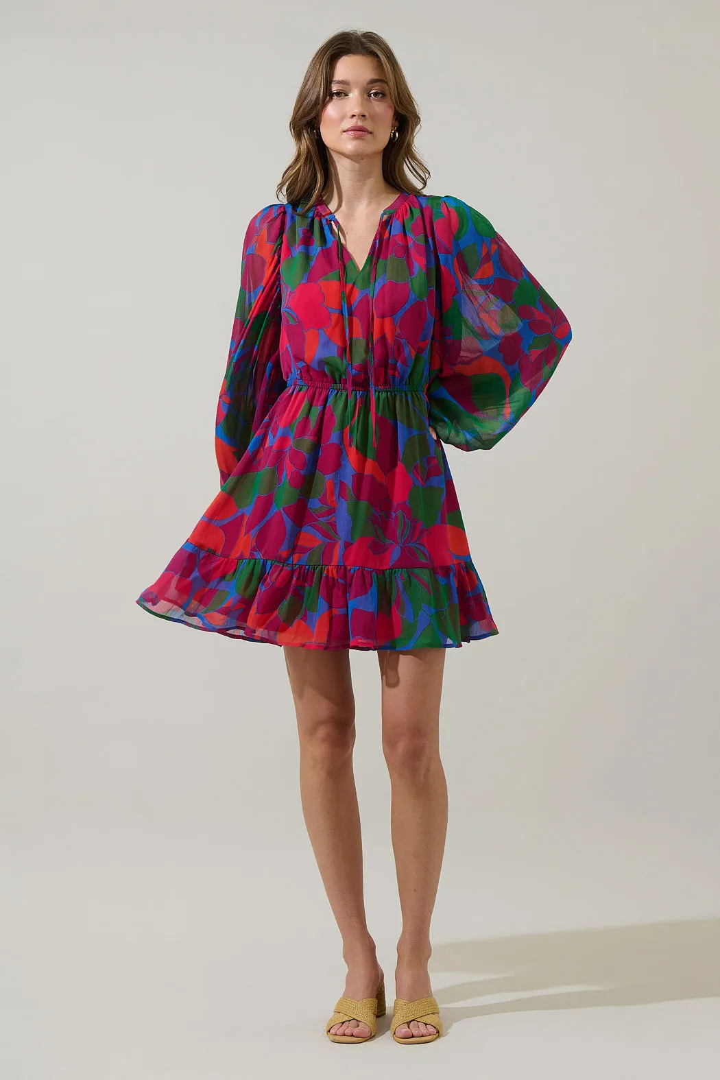 Kaeli Floral Paxton Balloon Sleeve Mini Dress sold by Sugarlips product image thumbnail 4