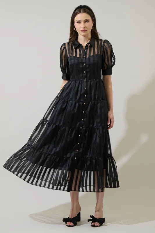 Kadi Striped Organza Midi Dress sold by Sugarlips
