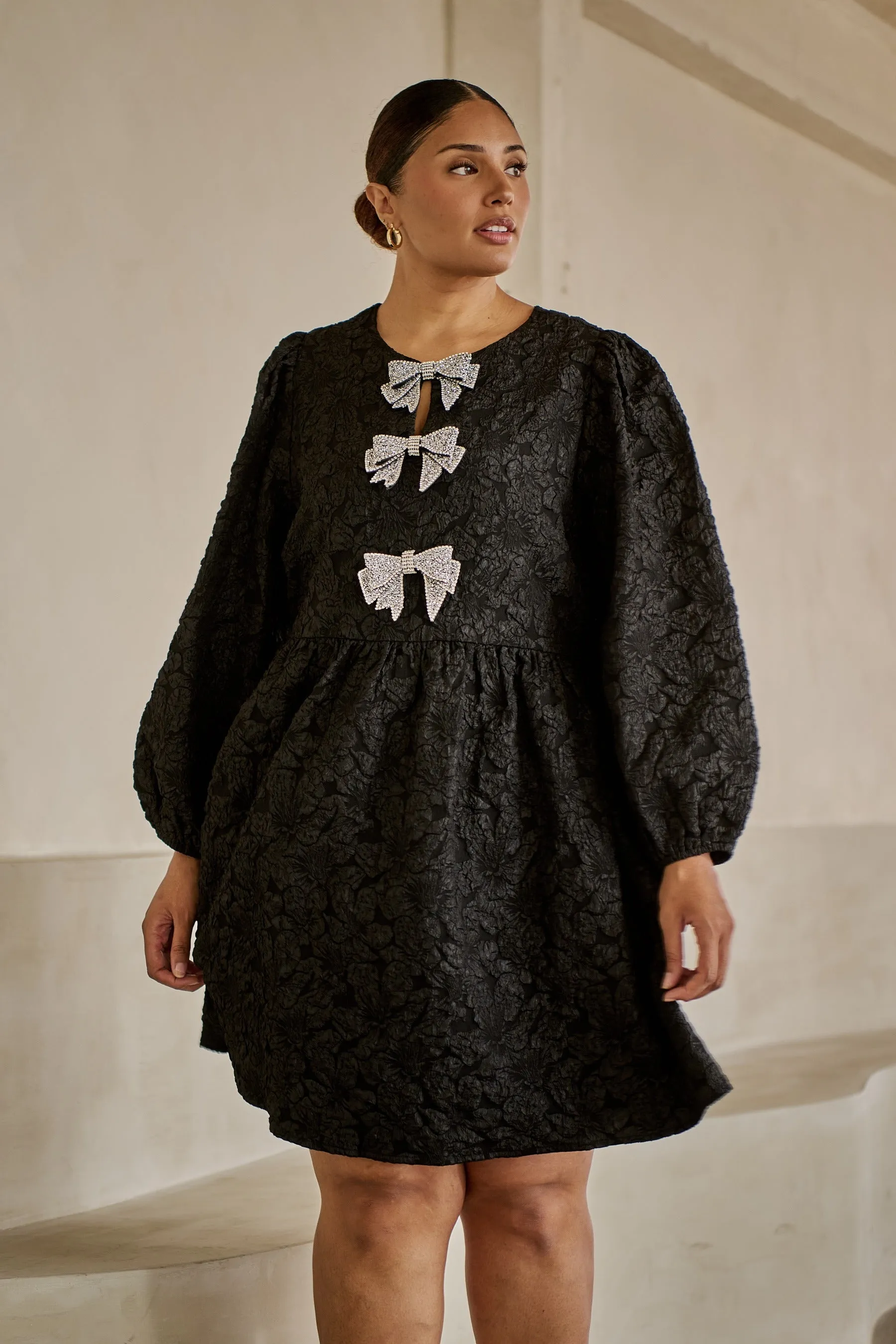 Arielle Jacquard Glow Bow Dress Curve sold by Sugarlips product image thumbnail 2