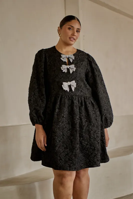 Arielle Jacquard Glow Bow Dress Curve sold by Sugarlips